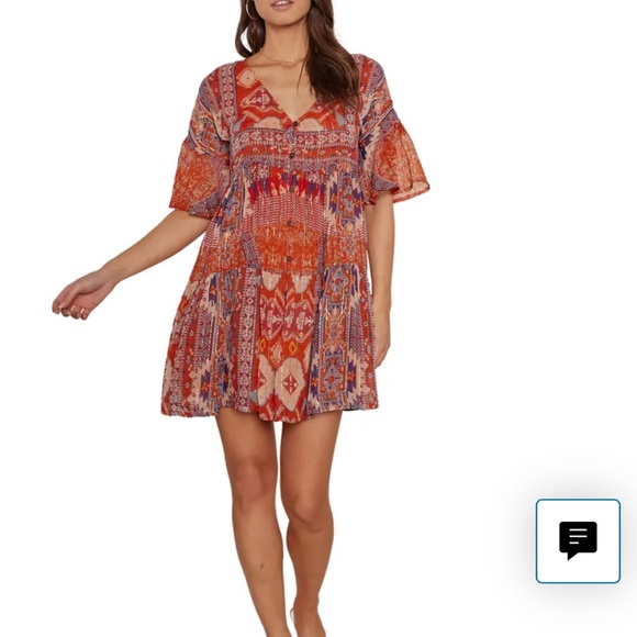 Raga Sunset Flutter Sleeve Dress - Picture 1 of 7